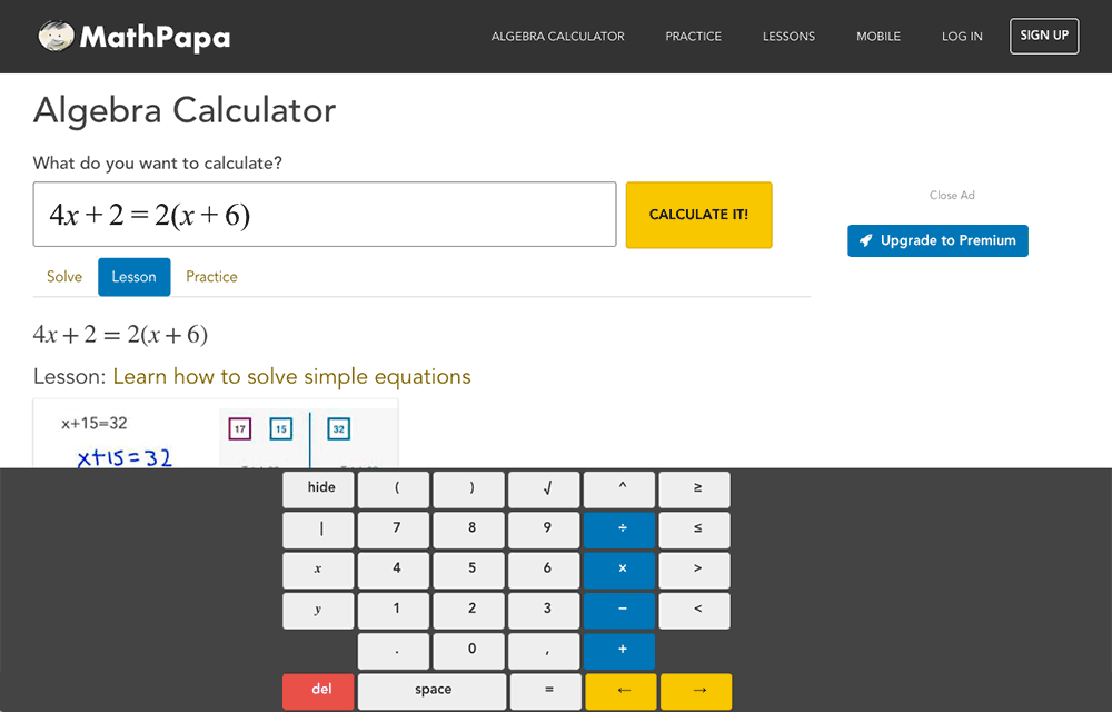 algebra math calculator mathpapa